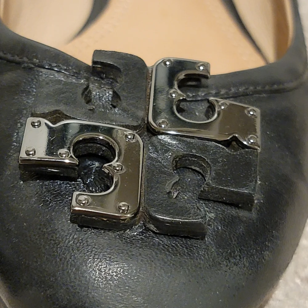 Tory Burch Lowell Ballet Flats North Leather Black Size 7.5